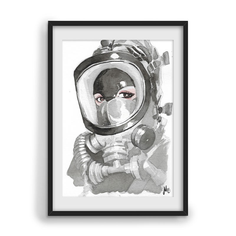 Watercolor Fireman Mask - digital print