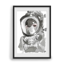Watercolor Firefighter Mask - A5 print