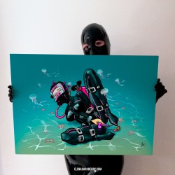 Diving Illustration, Poster