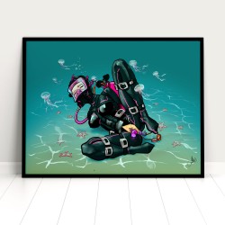 Diving Illustration, Poster